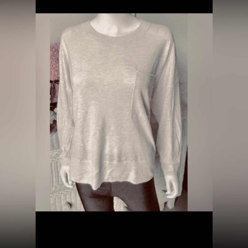 Madewell Crewneck Sweater Style # MD928 Cotton Linen in Oatmeal Plus Size XXL